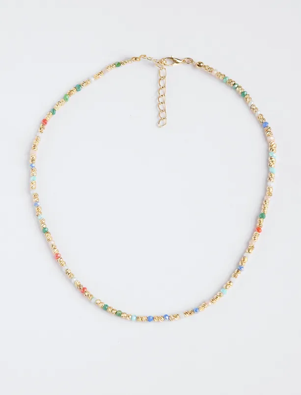 Bayan Sarı Renkli Parlak Taşlı Ayarlanabilir Kolye