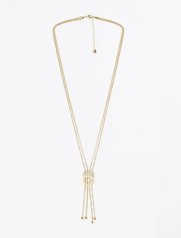 Women Yellow Round Figured Multi Chain Steel Necklace