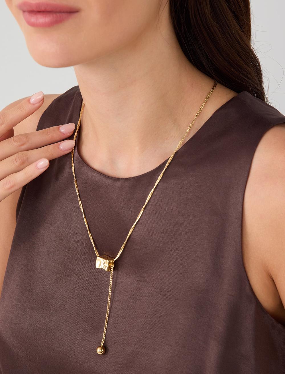 Parlak Top Detaylı Ayarlanabilir Kolye