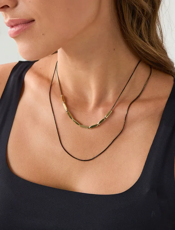Women  Metal Bead Detailed Double Necklace
