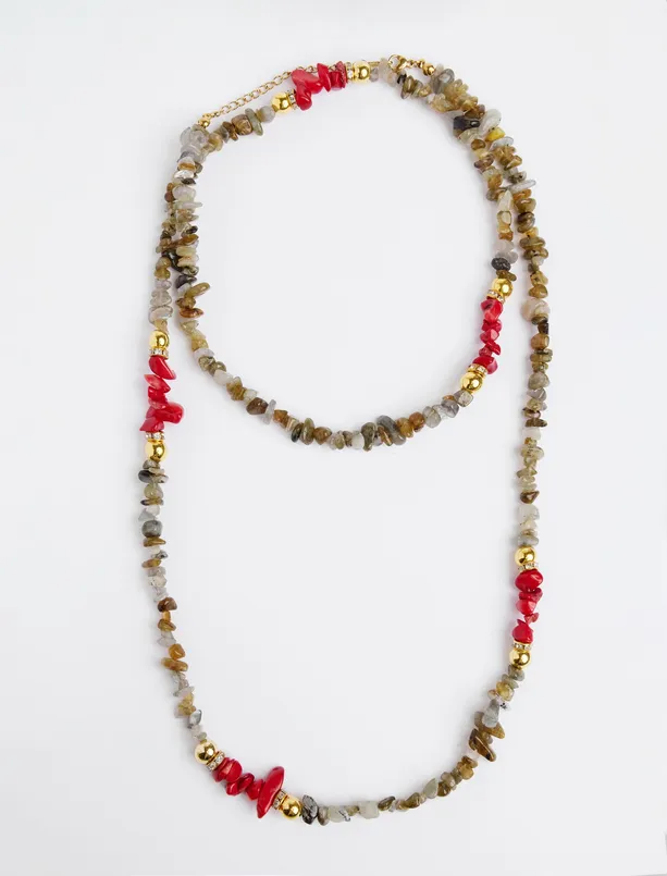 Women  Adjustable Necklace Set with Natural Stone Details