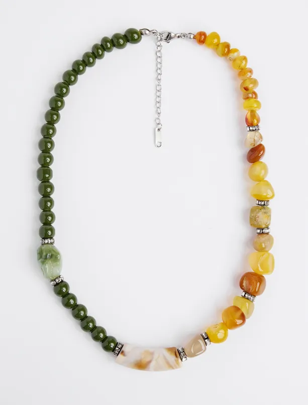 Women Mixed Agate Natural Stone Adjustable Necklace
