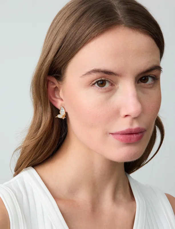 Women White Elegant Butterfly Earrings