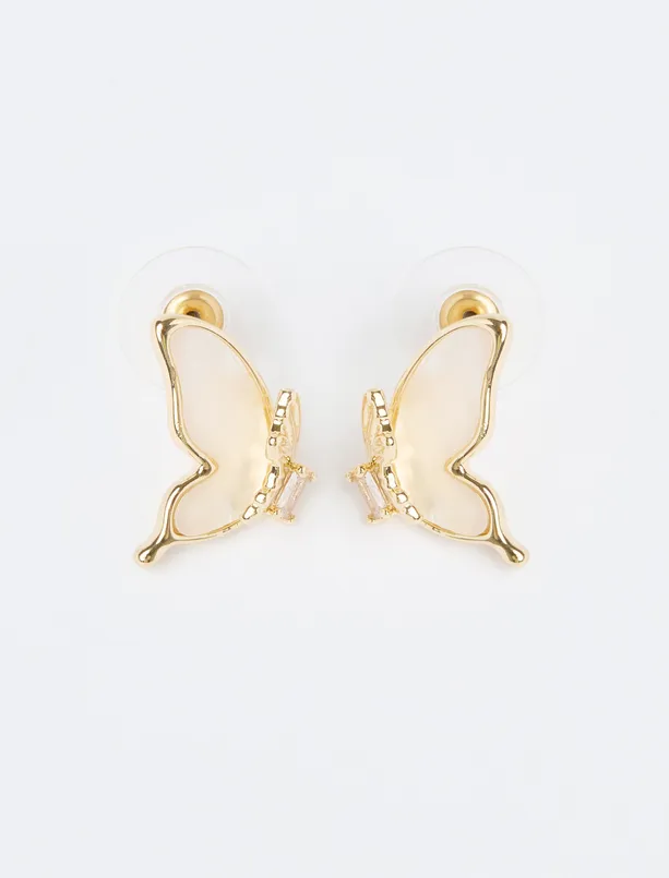 Women White Elegant Butterfly Earrings