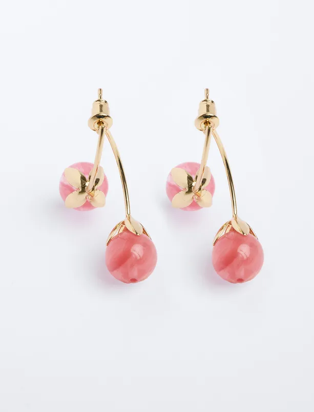 Women Pink Elegant Cherry Figured Earrings
