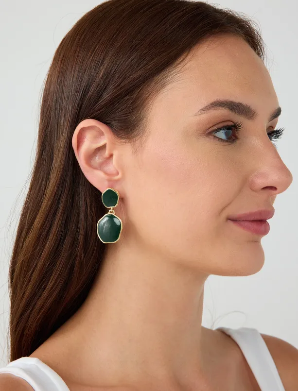 Women Haki Elegant Earrings with Geometric Figures