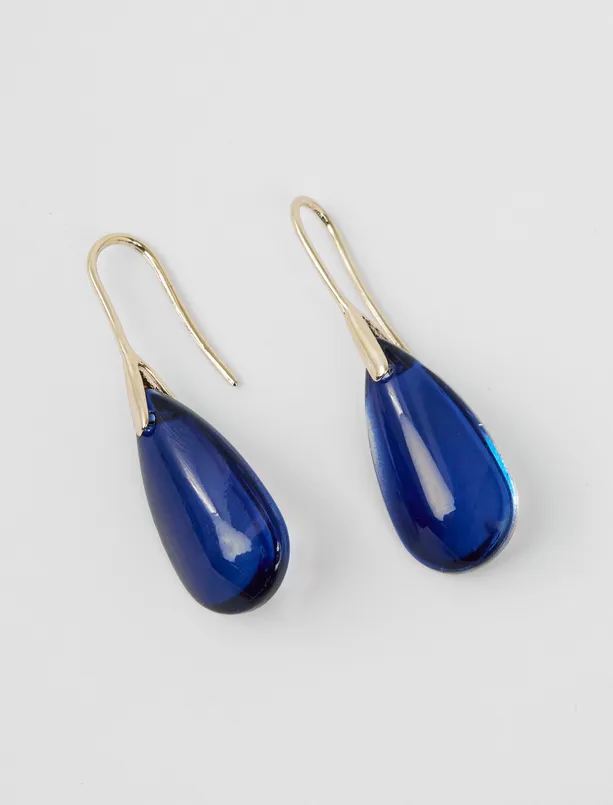 Bayan Mavi Damla Figürlü Sallanan Zarif Küpe