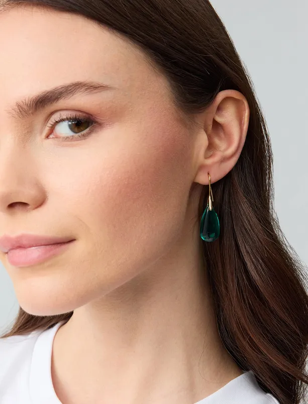 Women Green Drop Figured Dangling Elegant Earrings