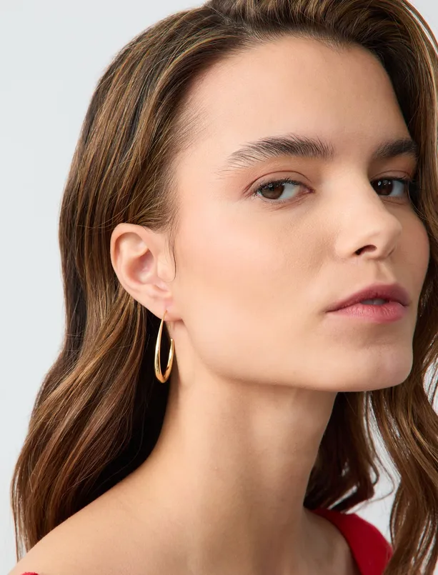 Women Yellow Shiny Thin Hoop Earrings