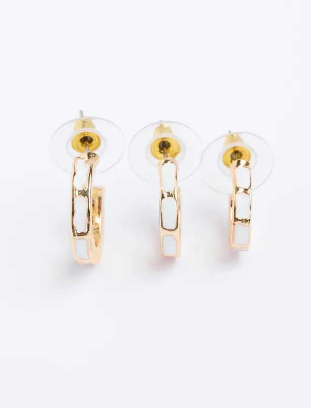 Women White Elegant Triple Earring Set
