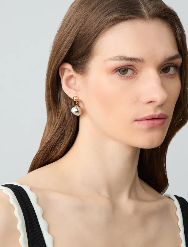 Women Mixed Shiny Ball Figured Dangle Earrings