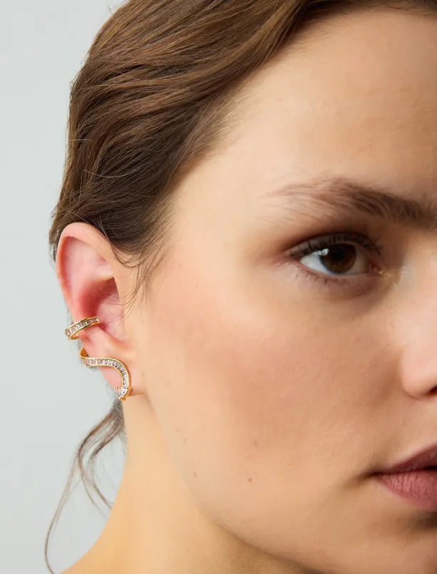 Women Yellow Shiny Snake Figured Joint Earrings