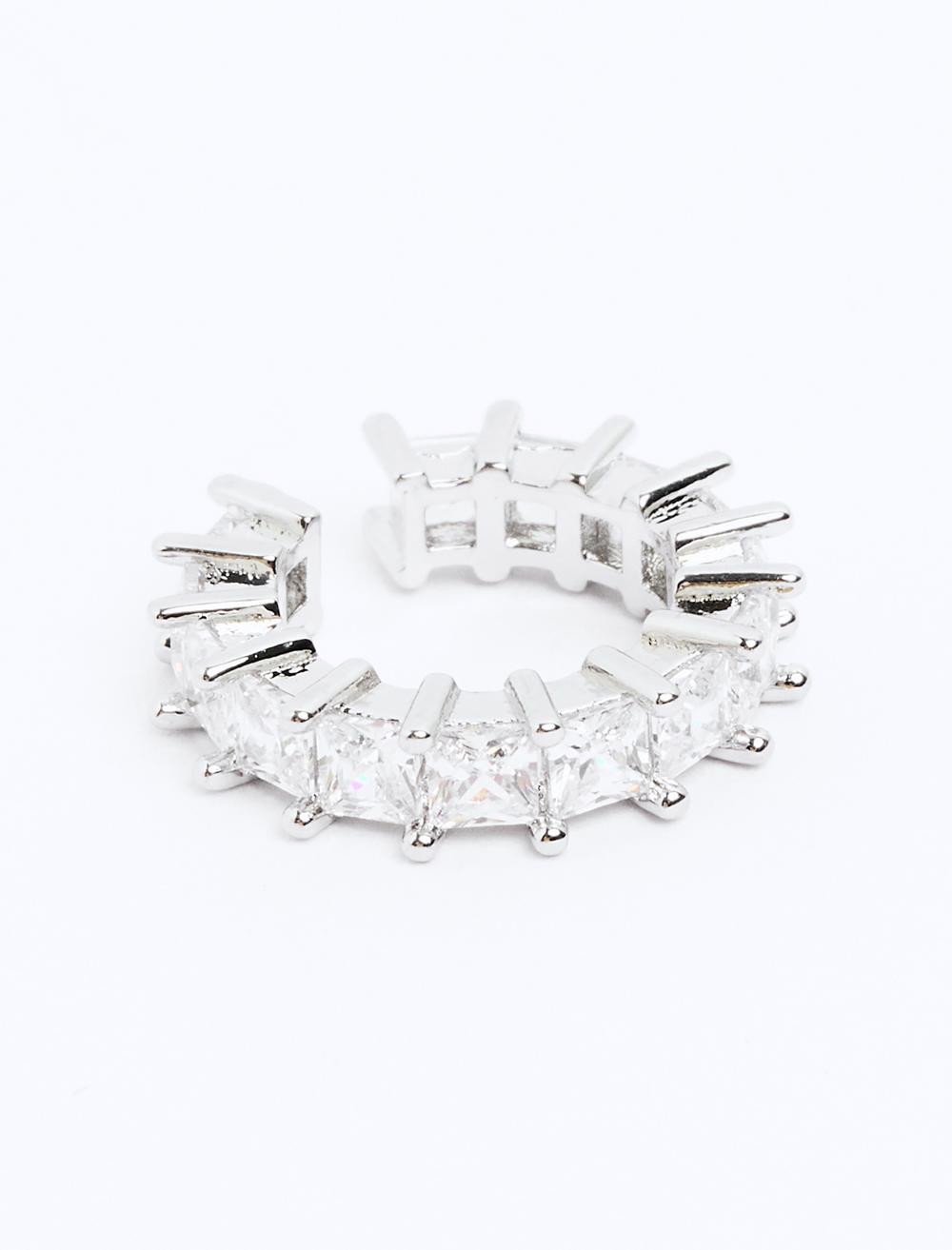 Sıralı Parlak Taş Detaylı Kıkırdak Küpesi