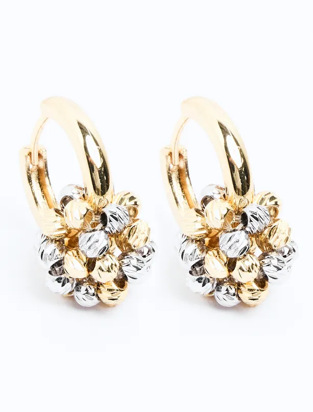 Women Mixed Hoop Earrings with Shiny Ball Detail