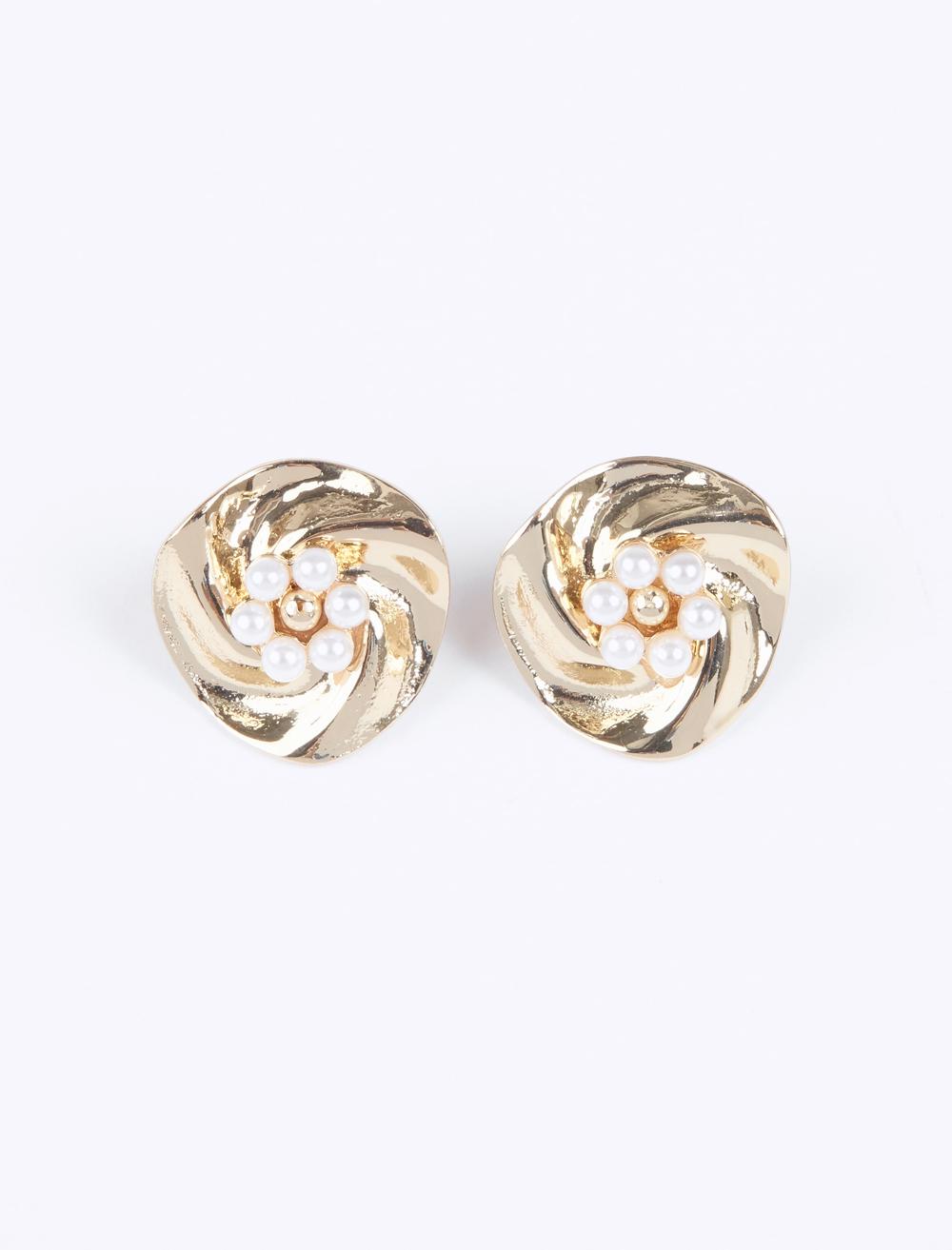 İnci Detaylı Sarmal Küpe