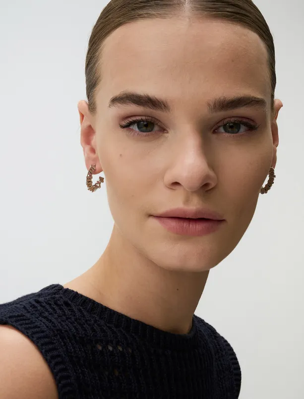 Women  Geometric Figured Half Hoop Shiny Earrings