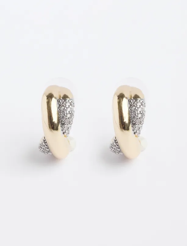 Women Yellow Shiny Half Hoop Elegant Earrings