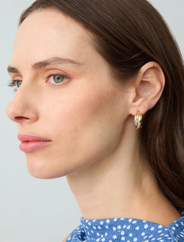Women Yellow Shiny Half Hoop Elegant Earrings