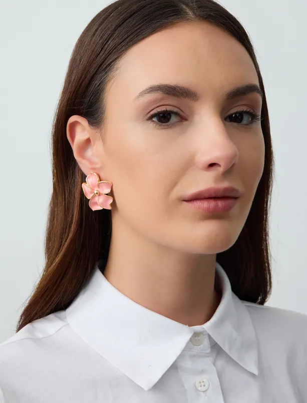 Women  Minimal Earrings with Flower Figures