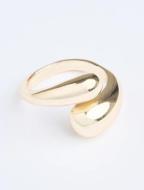 Women Yellow Drop Figured Shiny Ring