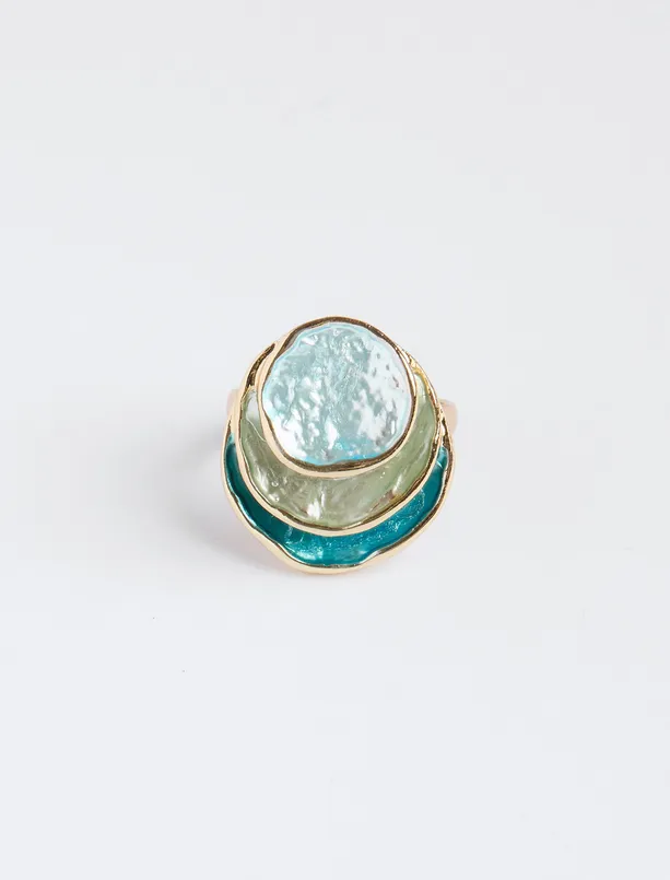 Bayan Mavi Oval Figürlü Yüzük