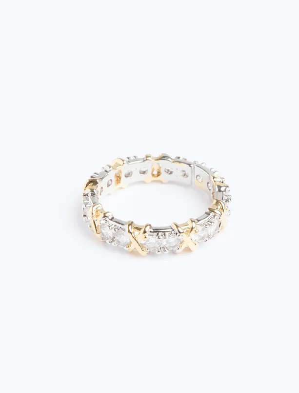 Women Mixed Zircon Stone Detailed Metal Ring