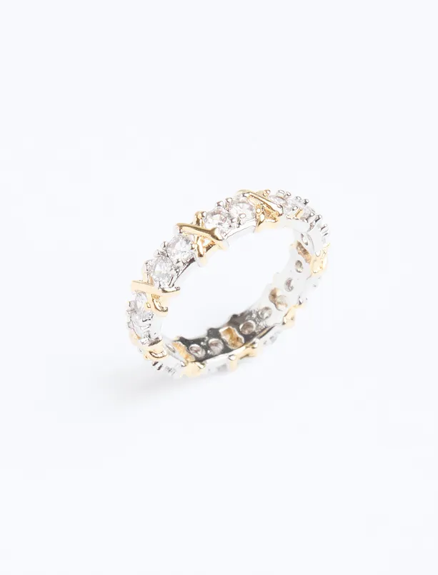 Women Mixed Zircon Stone Detailed Metal Ring