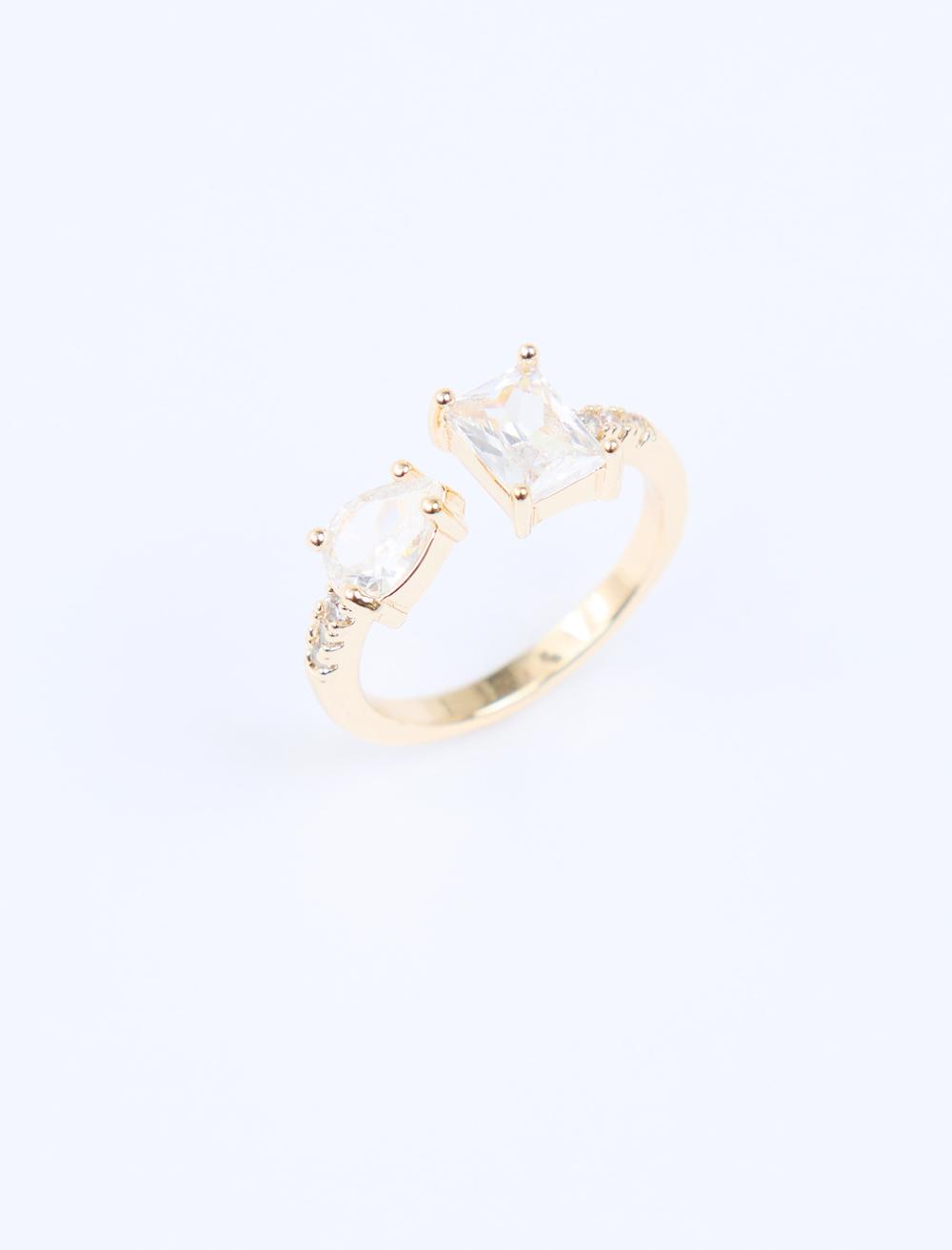 İkili Parlak Taşlı Yüzük