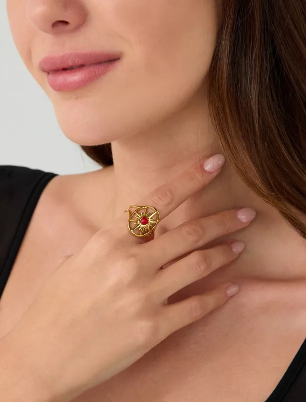 Women Yellow Star Figured Stone Ring