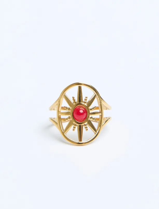 Women Yellow Star Figured Stone Ring