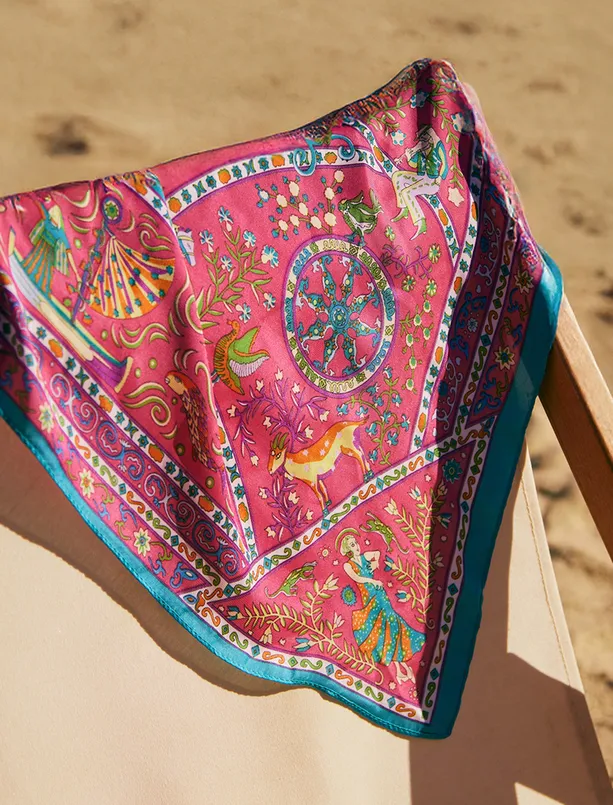 Women Pink Ethnic Figured Woven Scarf