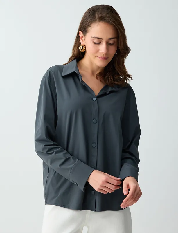 Women  Relaxed-Fit Long-Sleeve Knit Shirt
