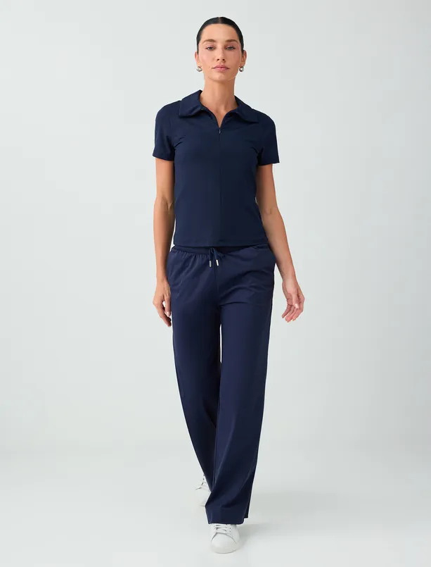Women  Knitted Pants with Elastic Waistband and Detailed Pockets