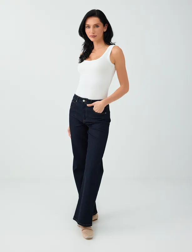 Women Ecru Slim-Fit Cotton-Blend Tank Top with Straps
