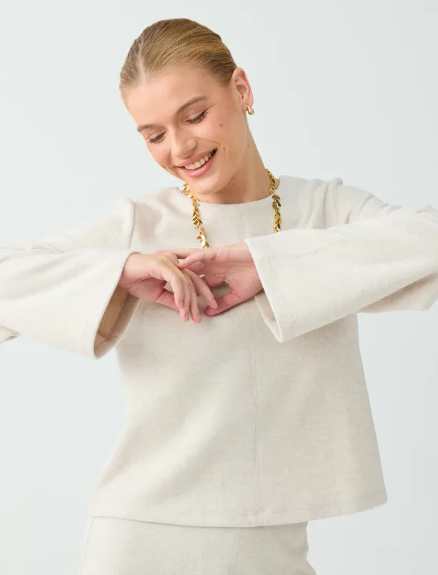Women  Round-Neck Cotton-Blend Soft-Touch Blouse 