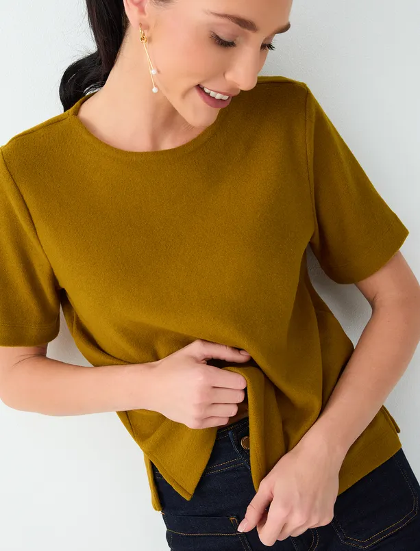 Women  Round-Neck Short-Sleeve Soft-Touch Blouse