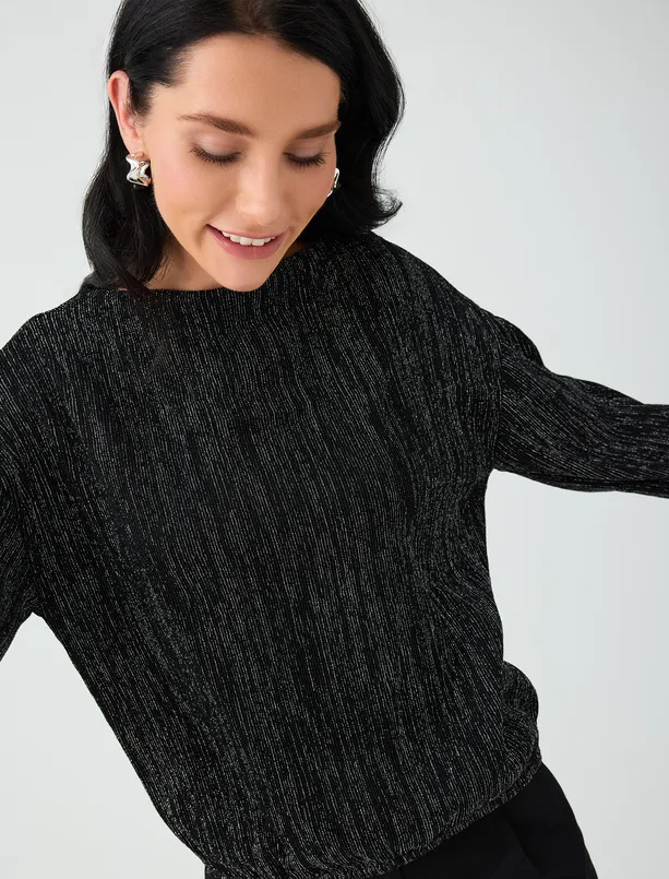 Women  Boat Neck, Puffed Sleeves, Embellished Blouse