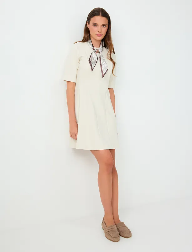 Women  Pile-Detailed Sleeve Cotton Dress