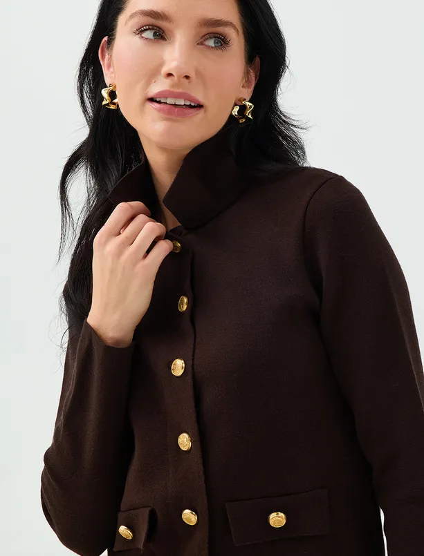 Women  Pocketed, Detailed Shirt Collar, Long-Sleeve Knit Cardigan