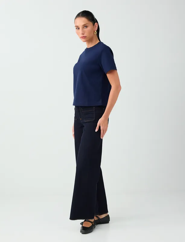 Women Blue Relaxed Fit Wide Leg High Waist Denim Pants