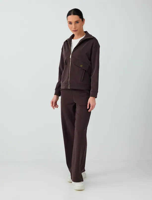 Women  Loose-Fit, Straight-Leg Modal Pants with an Elastic Waistband