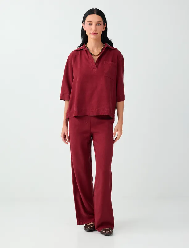 Bayan  %100 Tencel Cep Detaylı Dokuma Pantolon
