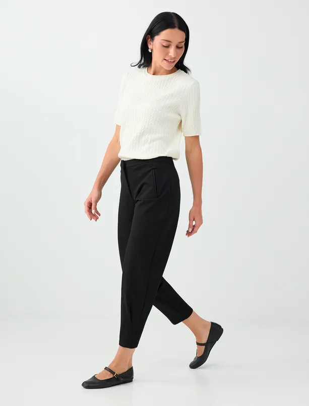 Bayan  Pens Detaylı Loose Fit Pantolon