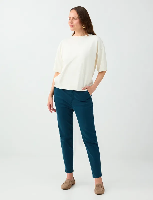 Women  High-Waisted Tensel Pants with Side Pockets