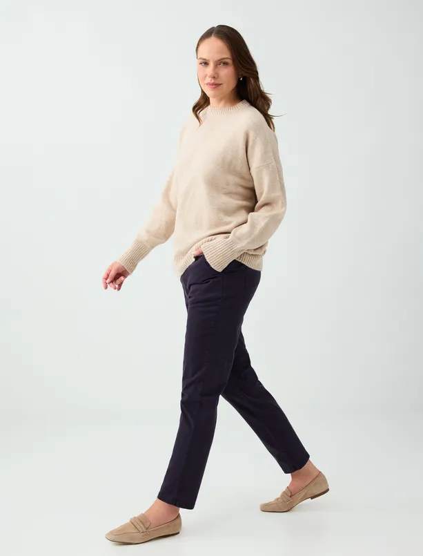 Women Purple High-Waisted Tensel Pants with Side Pockets