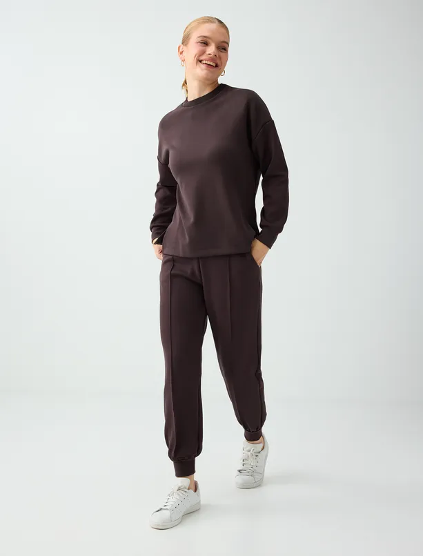 Bayan  Yüksek Bel Dar Paça Cepli Jogger Pantolon