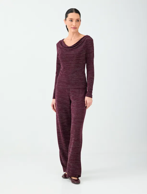 Women  High-Waisted, Wide-Leg, Sequin-Detailed Long Pants