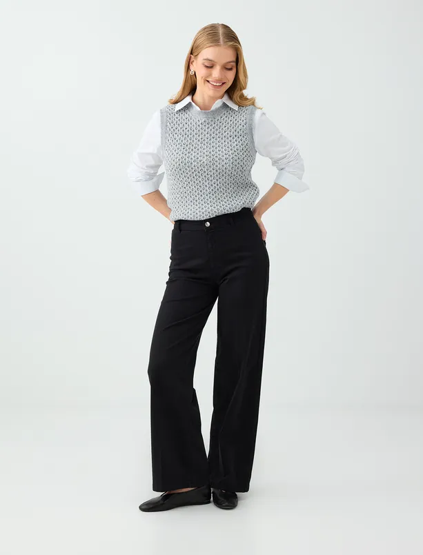 Women Grey Beaded Knit Sweater