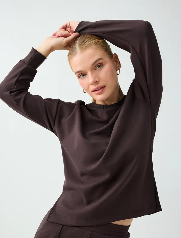 Bayan  Rahat Kesim Bisiklet Yaka Modal Sweatshirt