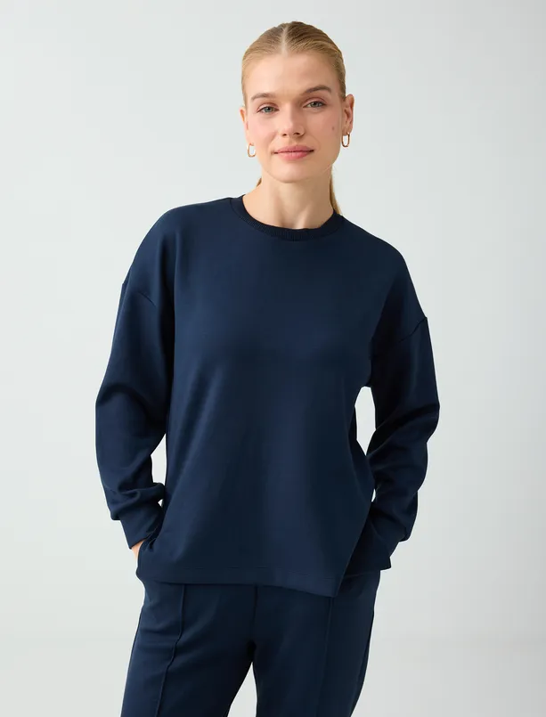 Bayan  Rahat Kesim Bisiklet Yaka Modal Sweatshirt